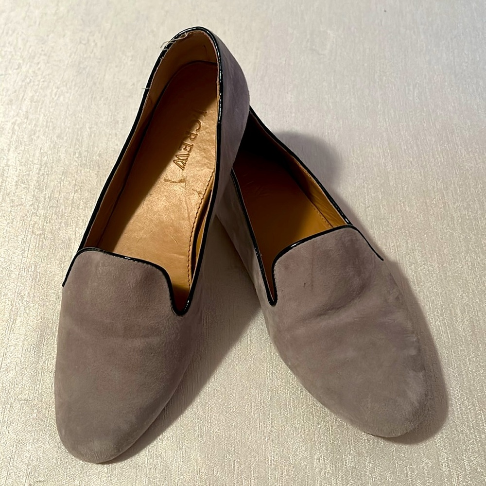 J.Crew ‘Addie’ Styled Women’s Gray Loafers Suede Slip On Flat Shoes Size 8 - Picture 2 of 14